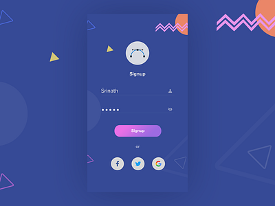 Signup screen chennai design gradient icons illustraion interface minimal minimalism mobile app purple colors signin signup ui