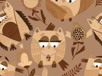 Owl Pattern bird illustration ovocheva owl pattern vector