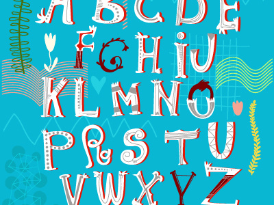 Retro alphabet abc alphabet art color font illustration retro