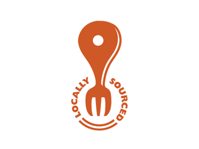 Locally Sourced eat food fork icon local location logo map