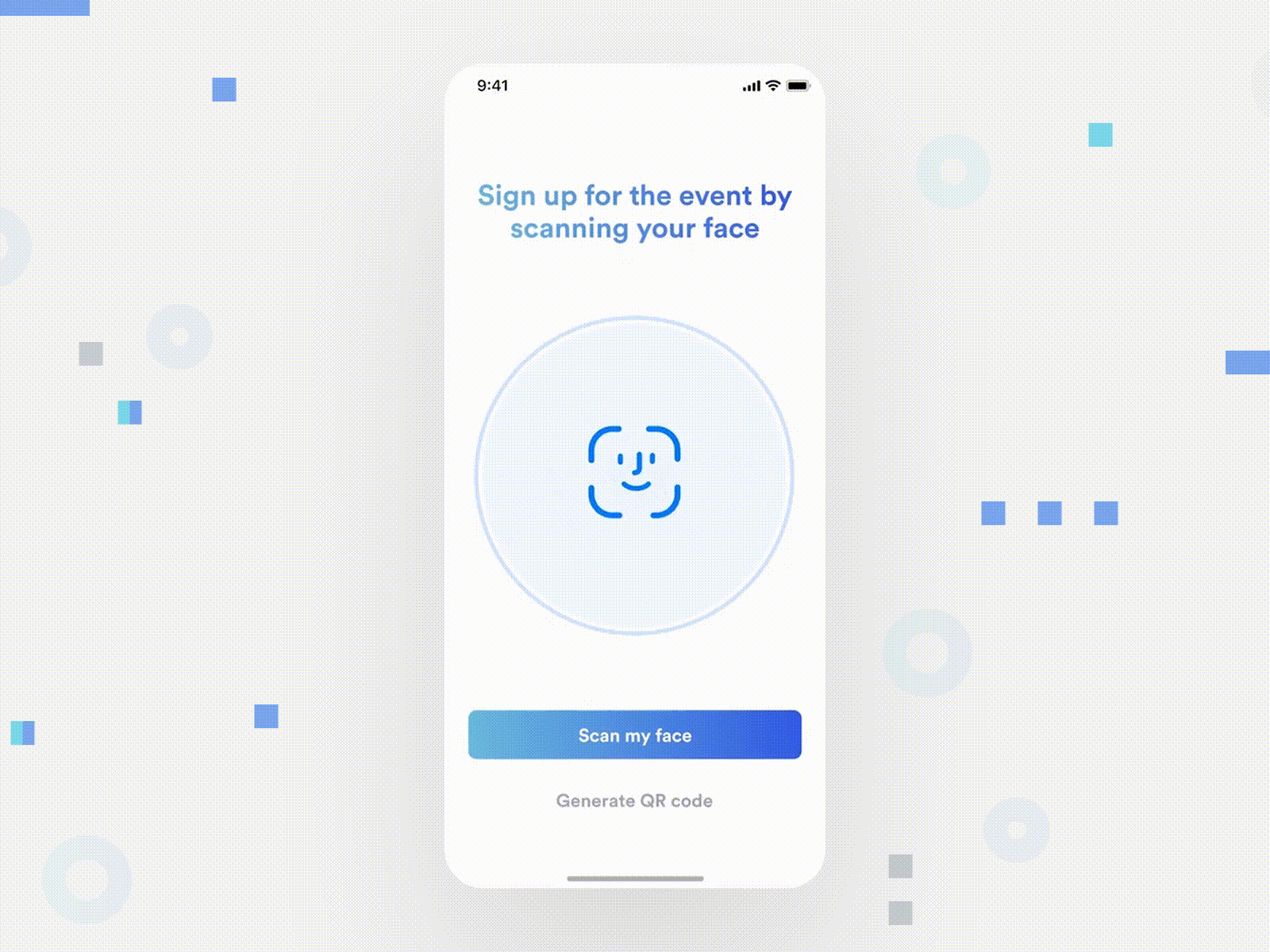 Facial Recognition Registration for Events animation app design event event registration face id face scanning prototype scan scanning ui ui design uidesign ux ux ui