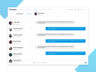 Chat/Messenger for Classplus chat clean dashboard messages messenger ui ux web webapp