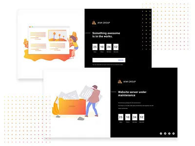 Freebie - Coming soon and Maintenance page comingsoon error freebie gradient illustrations minimal page ui ux web webdesign white