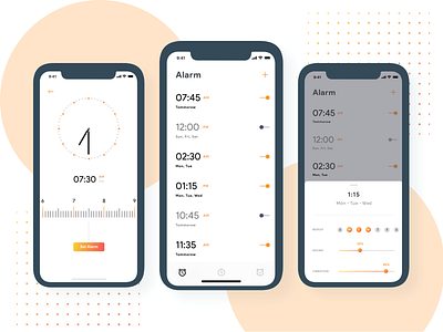 Alarm App - Concept alarm clean gradient color illustration ios iphonex minimal timer ui