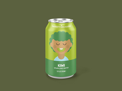 Sparkling Water: Kiwi beverage can curly hair illustration kiwi packaging portrait sparkling water