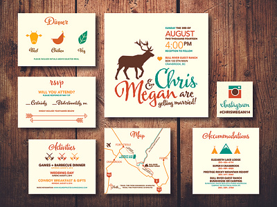 Wedding Invitation Set calligraphy camping elk illustration invitation invite love typography wedding