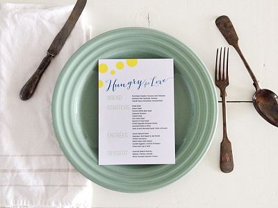 Hungry for Love: Dinner Menu calligraphy custom dinner food invitation invite menu typography vancouver