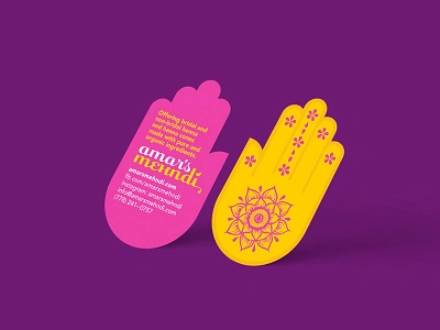 Die-cut Cards branding business cards diecut hand henna logo mehndi