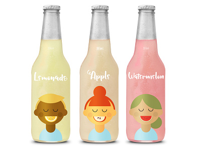 Thirsty Orchard apple bottle character drink fresh illustration juice lemonade packaging watermelon