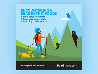 Get Bear Smart Society bear safety black bear forest hiking illustration infographic mountains whistler