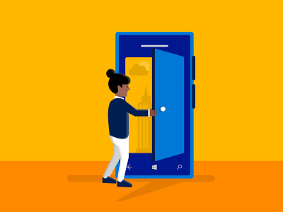 Microsoft: Bridging digital and physical worlds. city door illustration microsoft microsoft phone phone smart phone