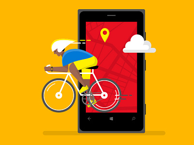 Microsoft: More Personal Computing athlete bike cloud cycle cyclist fast helmet map phone race smart phone