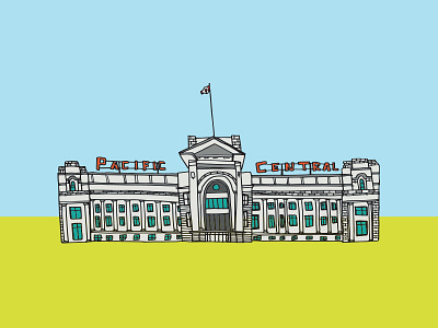 Pacific Central Station architecture building canada canada 150 illustration train vancouver