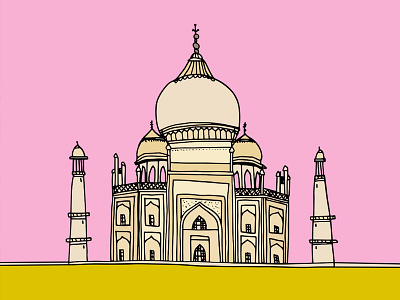 Taj Mahal agra architecture hand drawn illustration india indian taj mahal vector