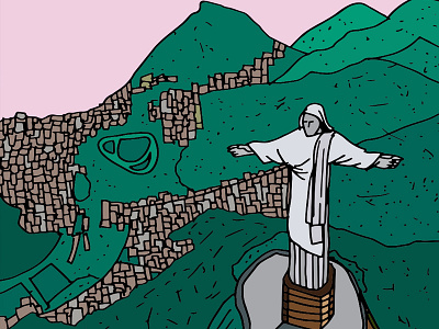 Christ the Redeemer brazil christ hand drawn illustration jesus mountains rio rooftop statue view