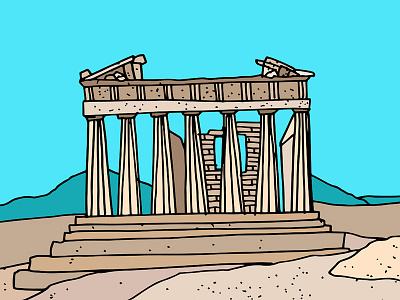 Acropolis acropolis europe greece greek hand drawn illustration ruins view
