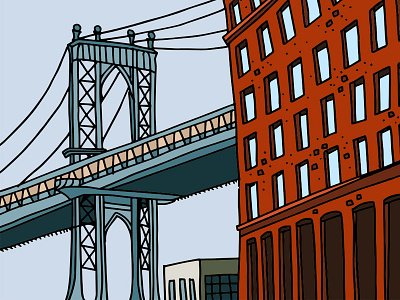 Dumbo architecture bridge dumbo hand drawn illustration manhattan new york nyc