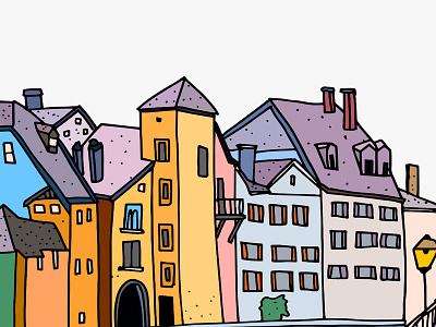 Annecy, France apartment architecture buildings europe france hand drawn house illustration view