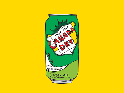 Gingerale beverage can drink gingerale hand drawn illustration pop soda