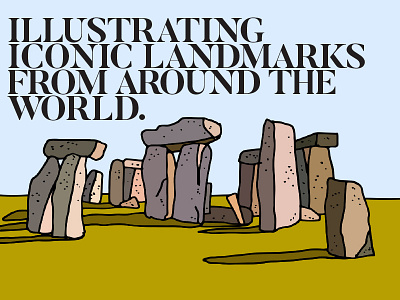 Self Promo Piece england hand drawn illustration light shadow stonehenge stones view