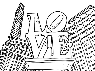 Love Park architecture building city hand drawn illustration love love park philadelphia philly sign sketch typography