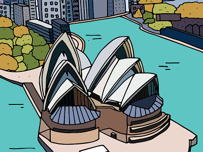 Sydney Opera House architecture australia building city hand drawn illustration opera sydney sydney opera house