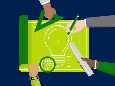 Microsoft Envision blueprint business concept data editorial illustration idea illustration microsoft pencil