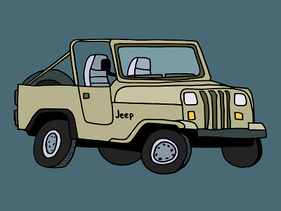Jeep car drive hand drawn illustration jeep
