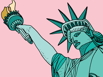 New York flame hand drawn illustration manhattan new york ny sketch statue of liberty