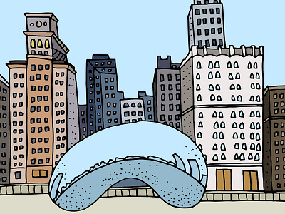 Cloud Gate architecture bean chicago city cloud gate hand drawn iconic illustration sketch