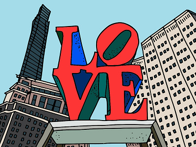 Philly architecture building city hand drawn illustration love love park philadelphia philly sign sketch typography