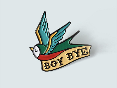 Boy Bye Enamel Pin beyonce bird boy bye classic tattoo enamel pin feminist fly lapel pin soft enamel tattoo
