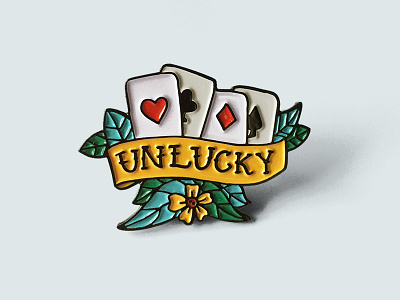 Unlucky Pin cards classic tattoo enamel pin good luck leaves lucky soft enamel tattoo unlucky