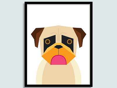 Pug dog doug grumpy illustration minimal pug puppy sad vector