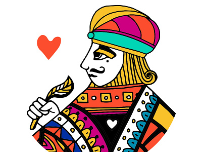 Jack of Hearts deck of cards feather hand drawn hand drawn illustration heart illustration indian jack jack of hearts turban vector