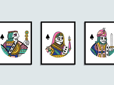 Of Spades crown deck of cards frame illustration jack king poster queen royalty vector