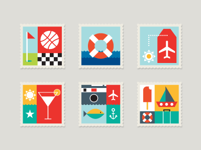Stamps airfare illustration minimalist stamps travel vacation