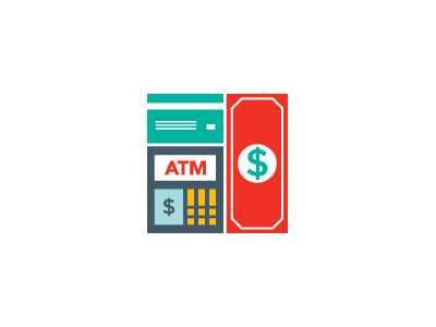 ATM atm bank card cash illustration minimalist money