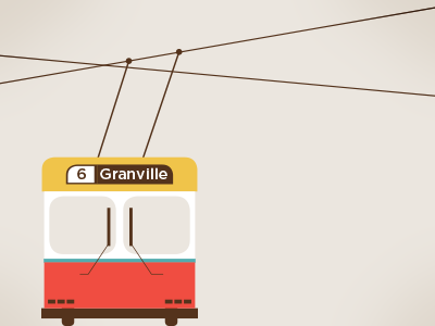Granville Bus 6 bus cables granville street illustration minimalism retro transit trolley vancouver vector
