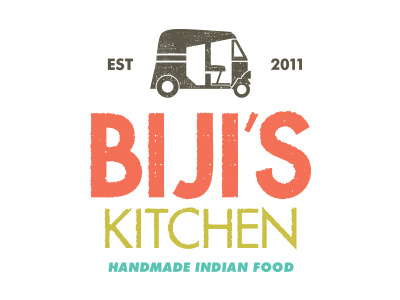 Biji's Kitchen auto rickshaw catering food home india kitchen logo restaurant