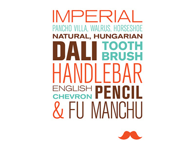 Types of Moustaches beard hair moustache movember typography