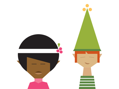 Adele and Penelope christmas elf elves illustration jag nagra minimalism santa vector