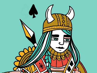 Skadi deck of cards helmet norse norse mythology queen queen of spades skadi spade viking