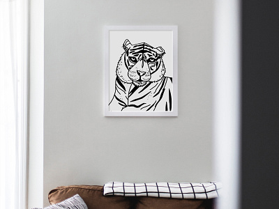 White Series: Tiger Print art black and white bw fine art illustration lineart tiger