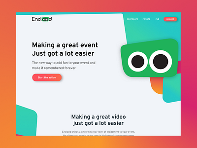 Enclood color colorful fun landing page ui web design