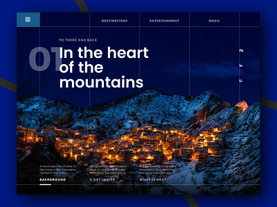 Destination Spotlight dark dark blue grid mobile mountain tablet travel travel app ux ux ui