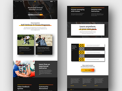 Self defense training home page home page landing page learning martial arts membership online product self defense training ui ui ux video wireframe