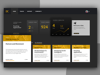 Dashboard online learning app card class dark dashboard interface learning product ux ux ui video