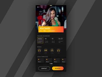 User Profile - Daily UI 006 app card daily ui dark fitness gym interface learning martial arts mobile product self defense training ui user profile ux