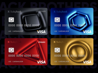 Cards/ Xalq Bank 3d bank classic finance geometic gold money platinum render visa